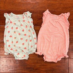 Kids Bubble Rompers- Strawberry Print and Striped